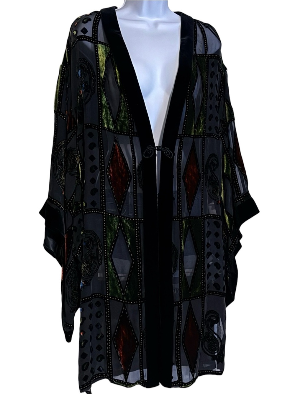 Vintage Joseph Ribkoff Trends Burnout Velvet Kimono Duster Cardigan